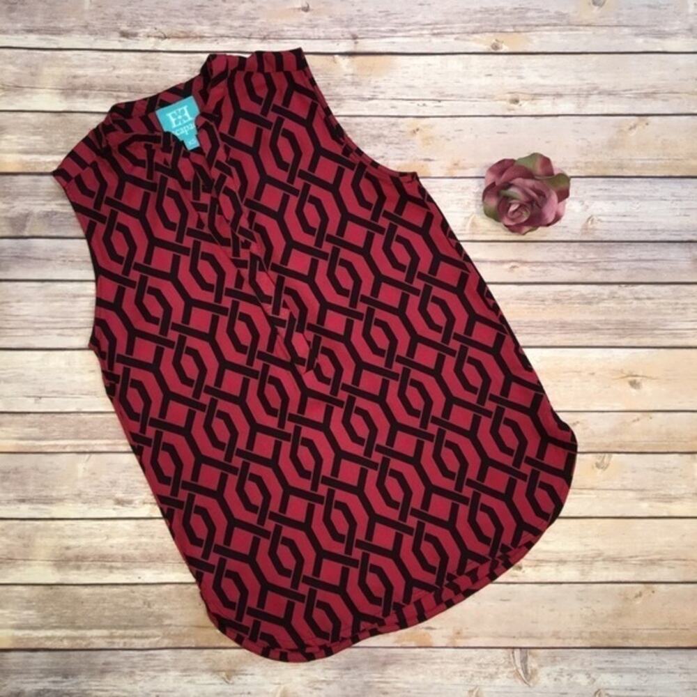 Escapada Trellis Print Top Crimson Black Size XS